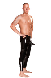 Black Large Latex Leggings with Sleeve for Men Default Title Mens Latex
